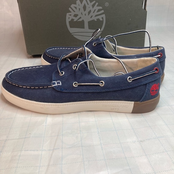 Timberland TB0A1575 Men's Navy Washed/White Newport Bay 2 Eye Boat Shoes - Picture 7 of 16